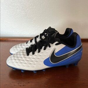 Nike Blue and White Soccer Cleats